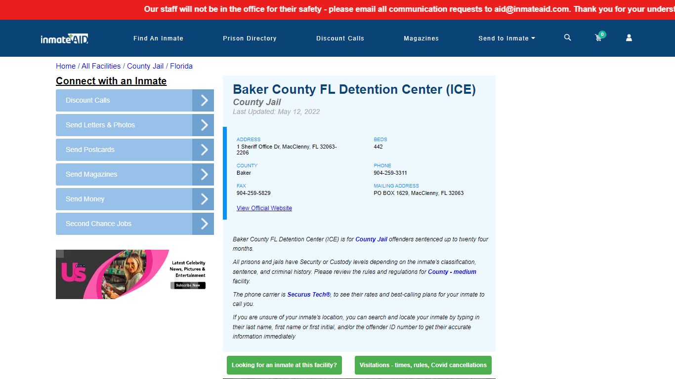 Baker County FL Detention Center (ICE) - Inmate Locator ...